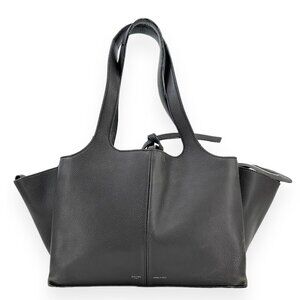 CELINE Dark Gray Baby Grained Medium Calfskin Leather Tri Fold Bag